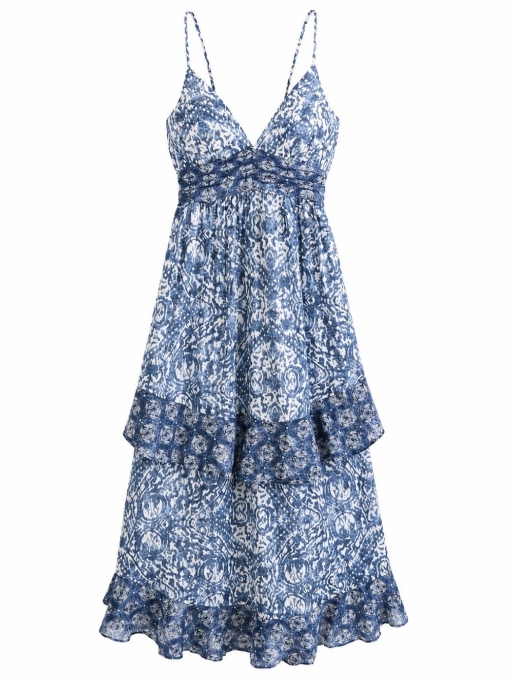 Abercrombie & Fitch Blue and White Printed Maxi Dress
